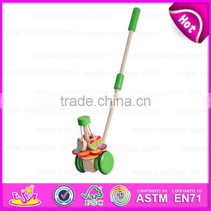 2015 Toddler Happy wooden pull and push toy,Baby wooden toy push along animal wooden toys for kids,Cartoon hand push toy W05A001