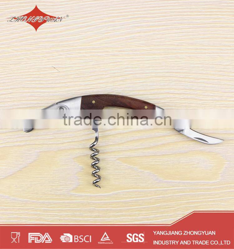 mini Wooden handle Corkscrew Wine Opener with logo