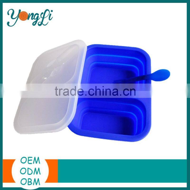 Kitchenware Silicone Plastic Food Container 2 Compartments
