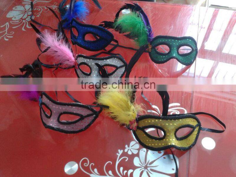 party mask with sequins and feathers decoration accessory