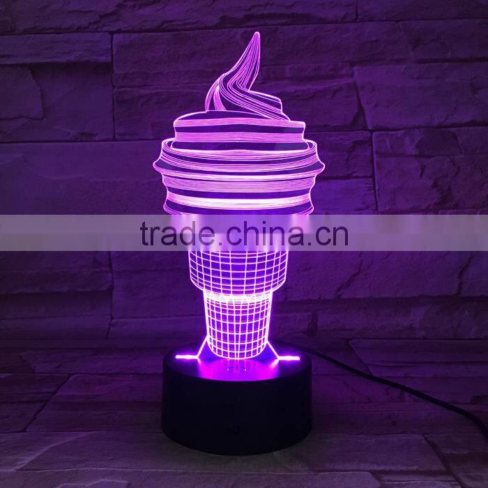 UCHOME 3d Light Model Ice Cream 3d Illusion Table Lighting Lamp
