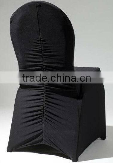 black ruffled spandex chair cover