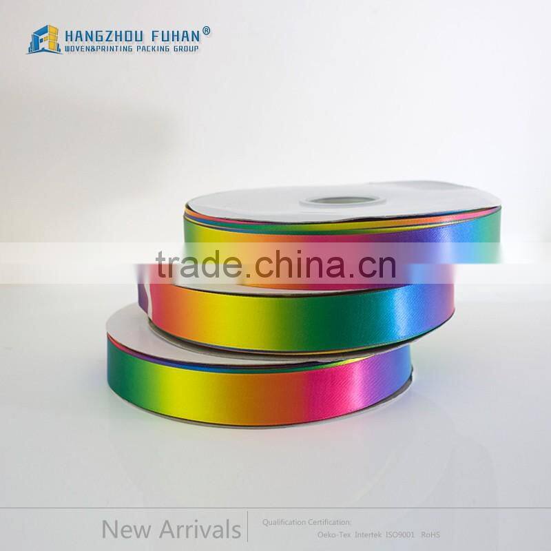 China Factory Custom Double Face Rainbow Satin Ribbon