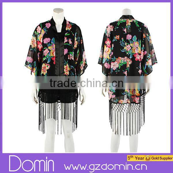 New Fahison Women Printed Kimono Jacket Ladies Cardigan Ladies Silk Kimono