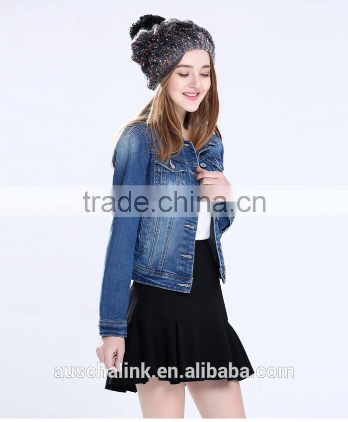 2016 latest korean style long sleeve designer jean jacket designs customized
