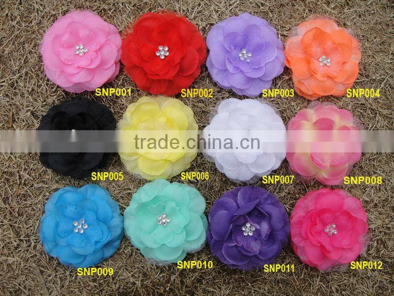 Hot Sale Peony Flower Artifial Flowers Accessory Handmade Artificial Fabric Peony Hair Flowers For Hair Dress Decoration