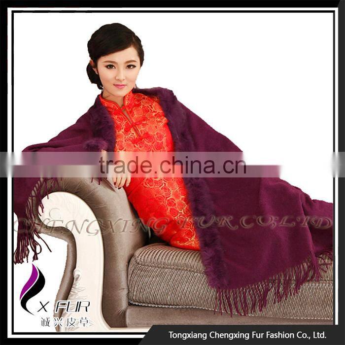 CX-B-P-41D 2015 Autumn Newest Cashmere Shawl Fur Cape