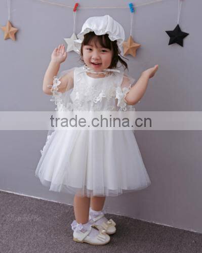 Latest Wholesale Baby Clothes Hot sale cheap baby clothing Children's Boutique sleeveless summer white flower girl dress 2017