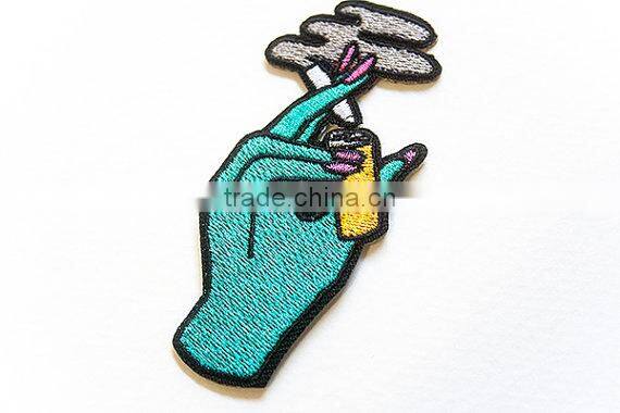 Custom high quality smoking embroidered patch for clothes embroidery patch made in china choose size/color