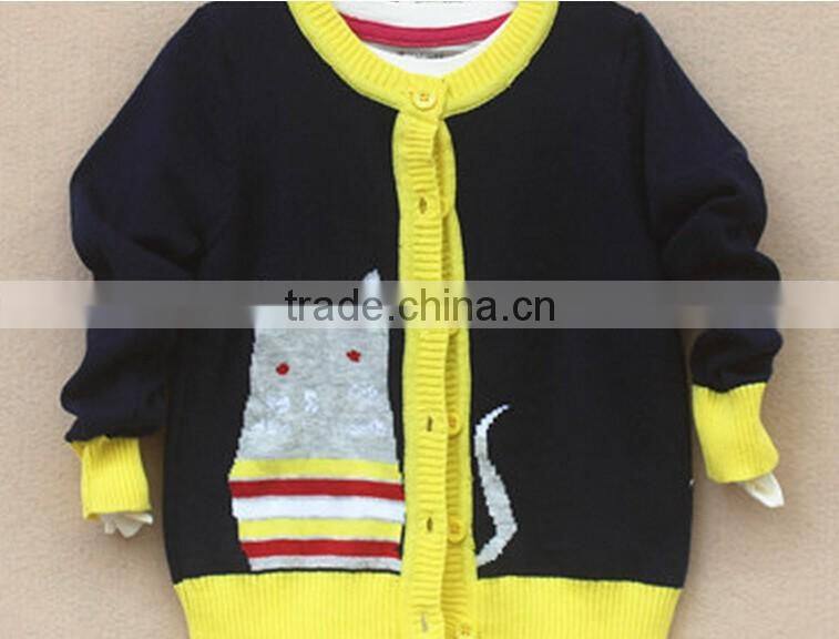 trendy unisex children anitmal cartoon pattern knitted cardigan