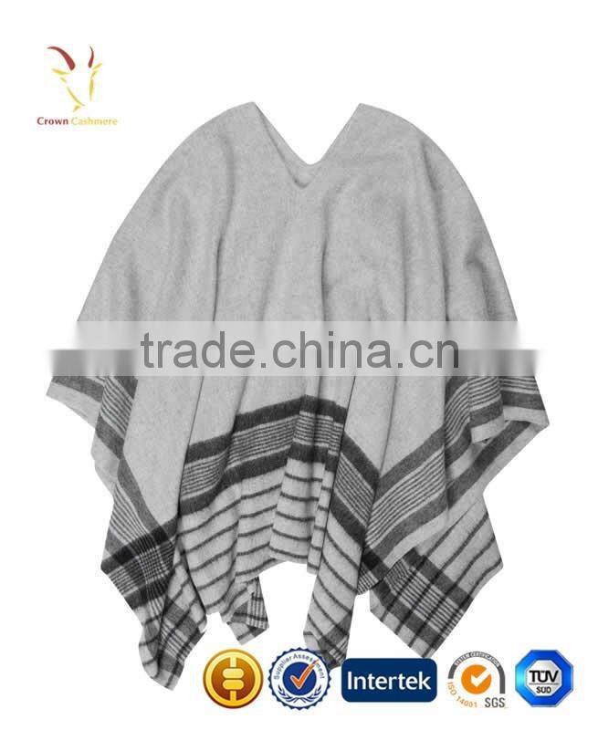 Women Stripe Cashmere Sweater Poncho Sweater