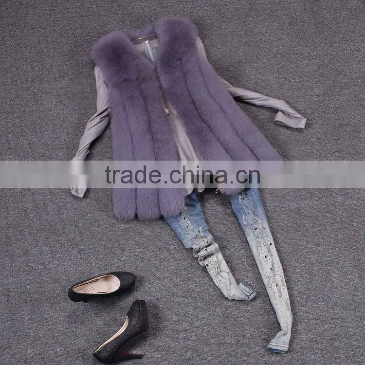 New 2016 Arrival Winter Warm Fashion Women Import Coat Fur Vest High-Grade Faux Fur Coat Fox Fur Long Vest