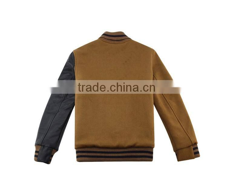 ST15-VJ3033 mens winter leather sleeve varsity baseball jacket