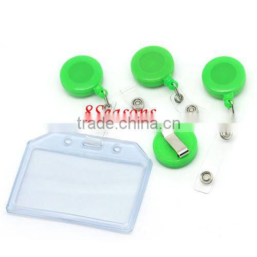 Green Plastic Buckle Security ID Card Badge Holder Reels 8cm