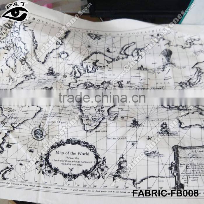 World Map Design Fabric Linen Cotton Fabrics For Decorations