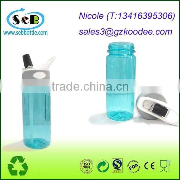 Plastic Water Bottle With Straw, Wide Mouth Water Bottle/Flip Straw Cap 25oz