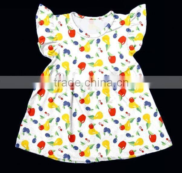 CH00297YIWU BOYA Cotton milk silk ruffle dress kids clothes melea grididare prints wearing boutique dresses