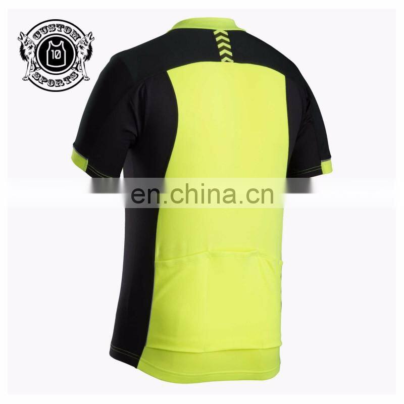 100% polyester custom cycling tshirts with zip and packet in back