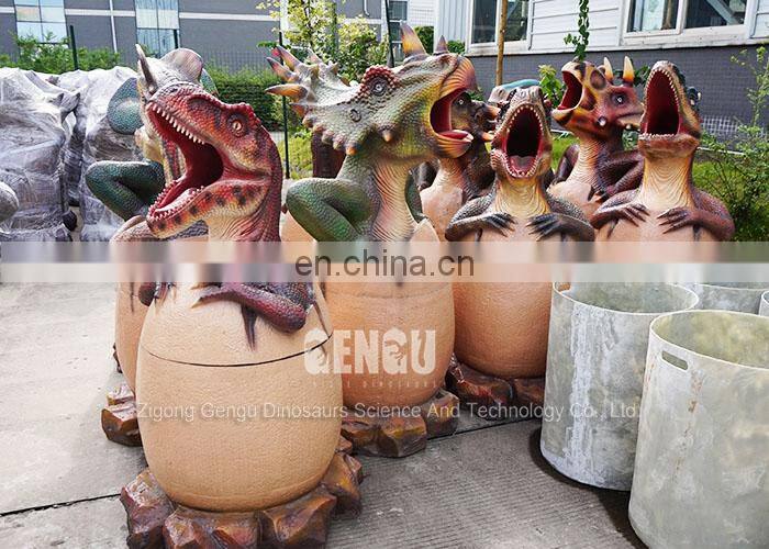 Zoo Park Handmade Fiberglass Dinosaur Dustbin Decoration