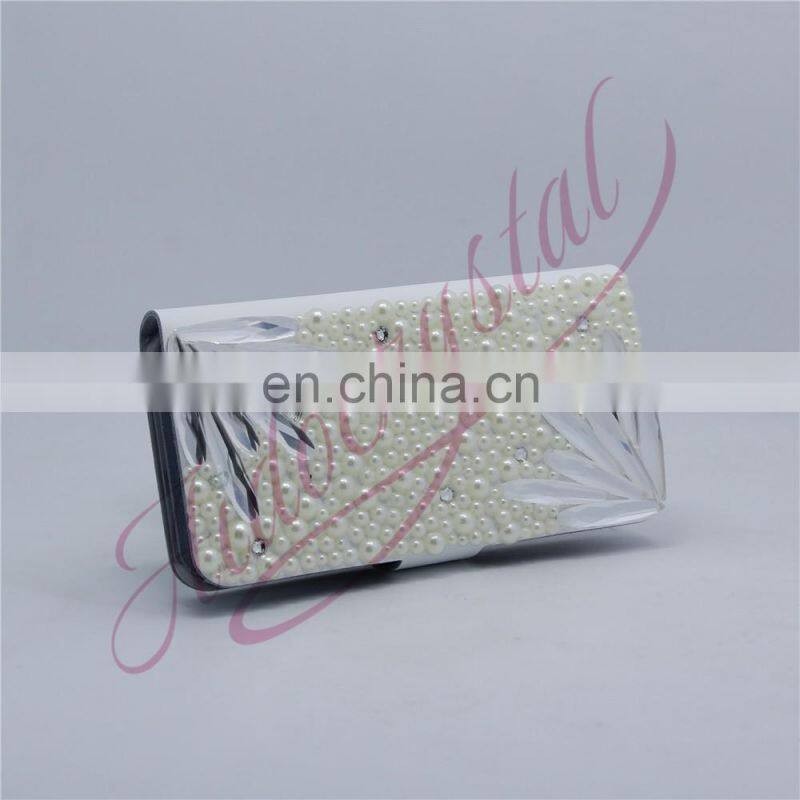 Aidocrystal Pearl double white feather flower customized phone covers for Huawei P9 lite