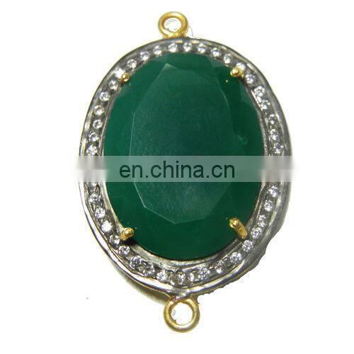 Genuine Natural Lapis Bezel Gemstone Pave Set in White Sapphire, 24k Gold Vermeil over Sterling Silver 25x32mm , 1 Piece (LPSWTZ