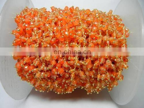 Black Onyx Gemstone Flower Chain/Gemstone Beaded Chain/wire wrapped beaded chain