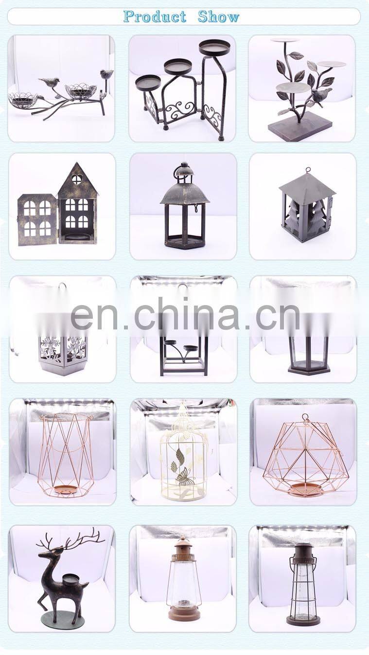 Hot New Products For 2017 Black Metal Glass Candle Holder For Decoration