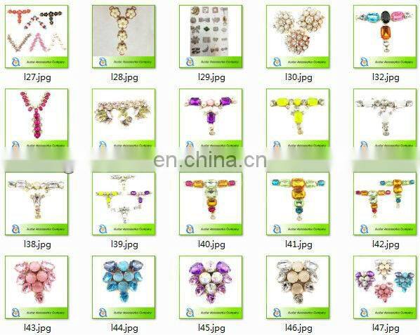 New design Y shape colorful rhinestone shoe decoration high heel shoe parts