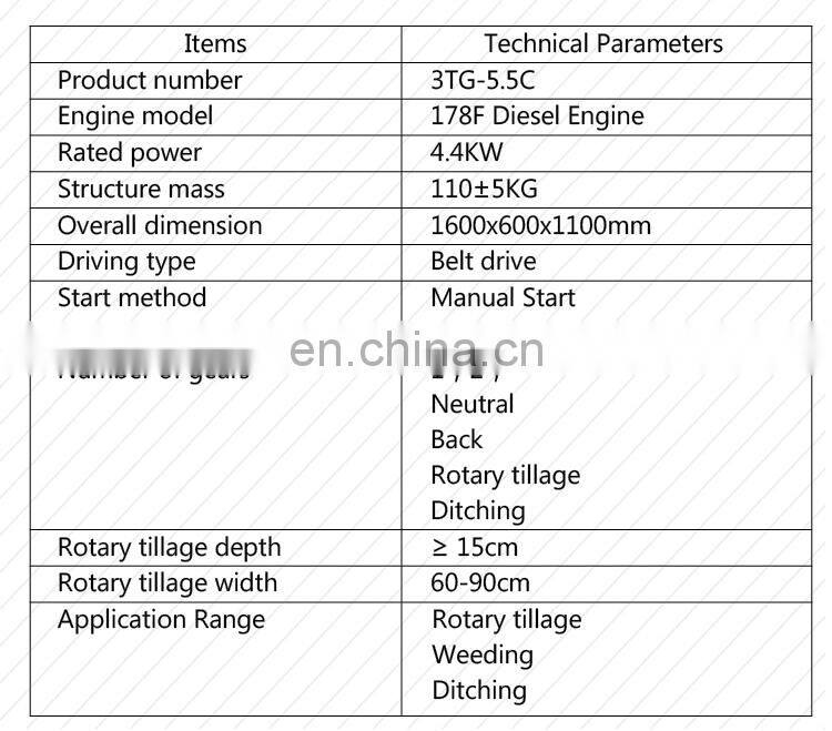 3TG-5.5C garden tiller (diesel) agricultural ditching machinery