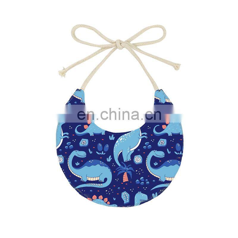 Cute cat footprints soft round shape double side toddler baby bandana drool bibs