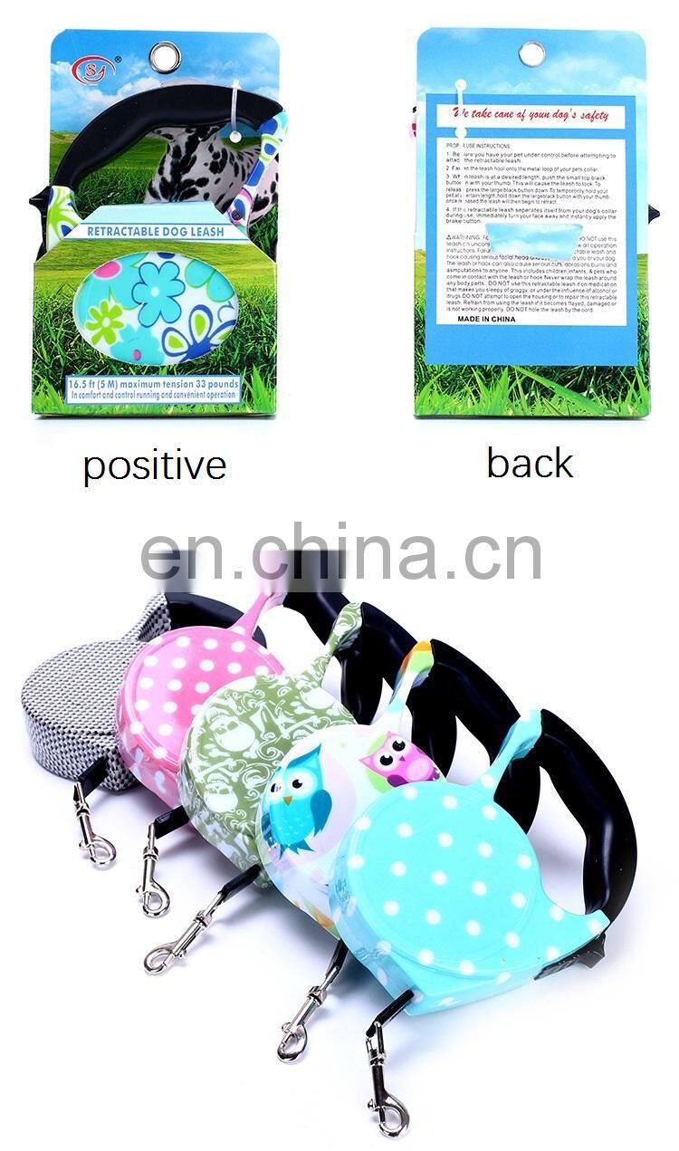 Wholesale More Design Adjustable Slip Luxury Nylon Rope Custom Print Logo Pet Retractable Dog Leash For Dog