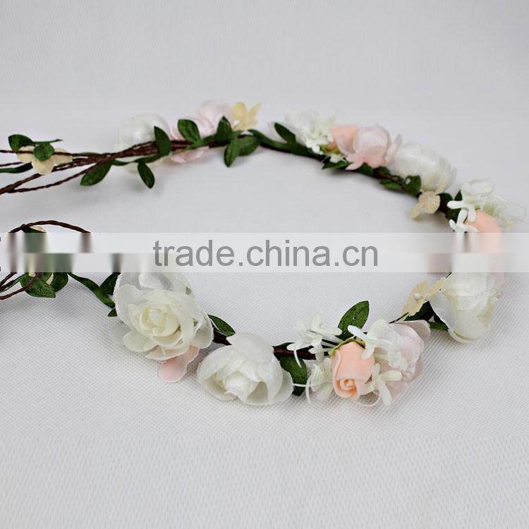 New Design Mori Girl Hiar Artificial Flower Wreath For Wedding