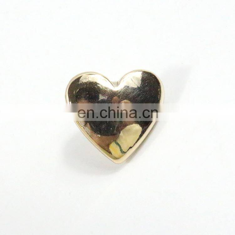 Heart Shaped Alloy Metal Silver Plain Shank Button