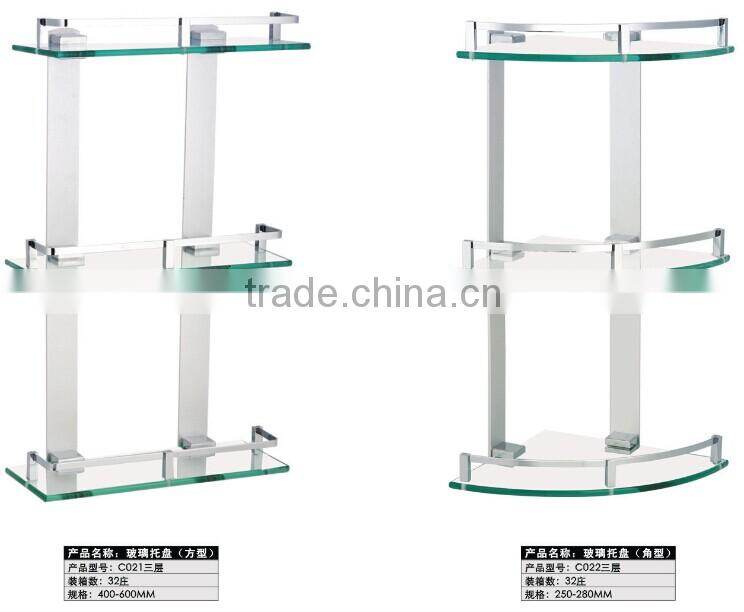 High Quality Bathroom Decorative Glass Wall Shelf With Tower Bar C021