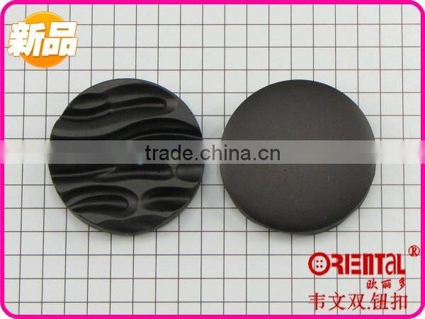 High end black plastic coat button with engrave pattern