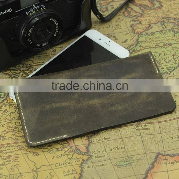 handmade vintage style crazy horse leather mobile phone holder bag for iphone 6/6s