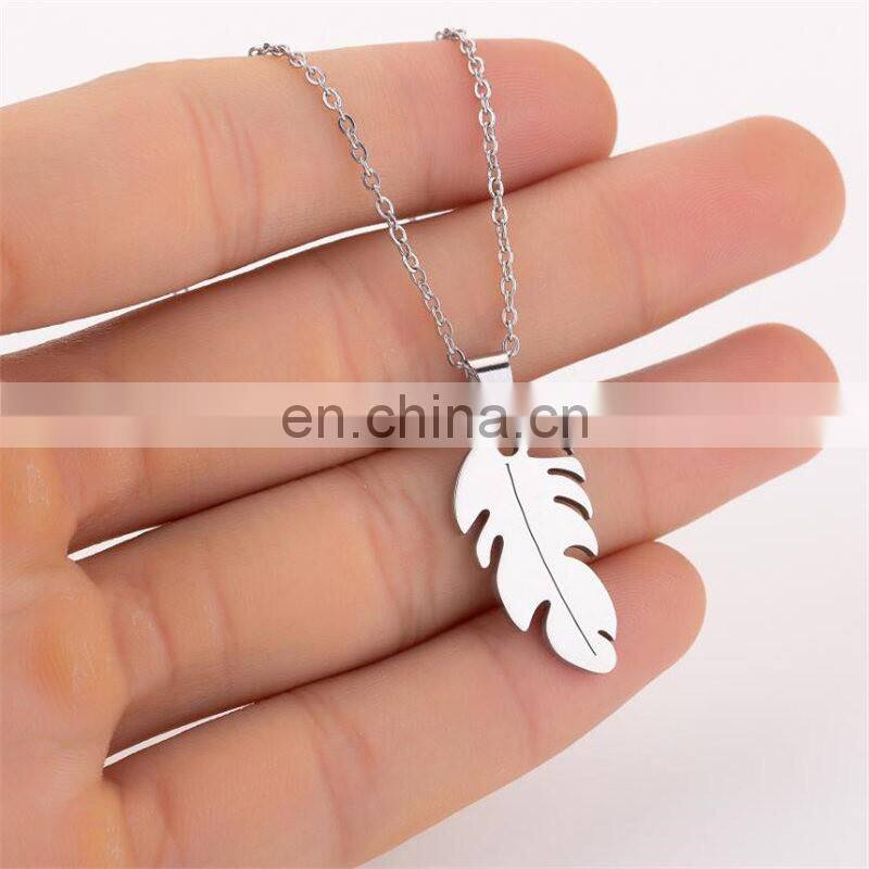 Simple Feather Necklace Long Sweater Chain Statement Choker Necklace for Women