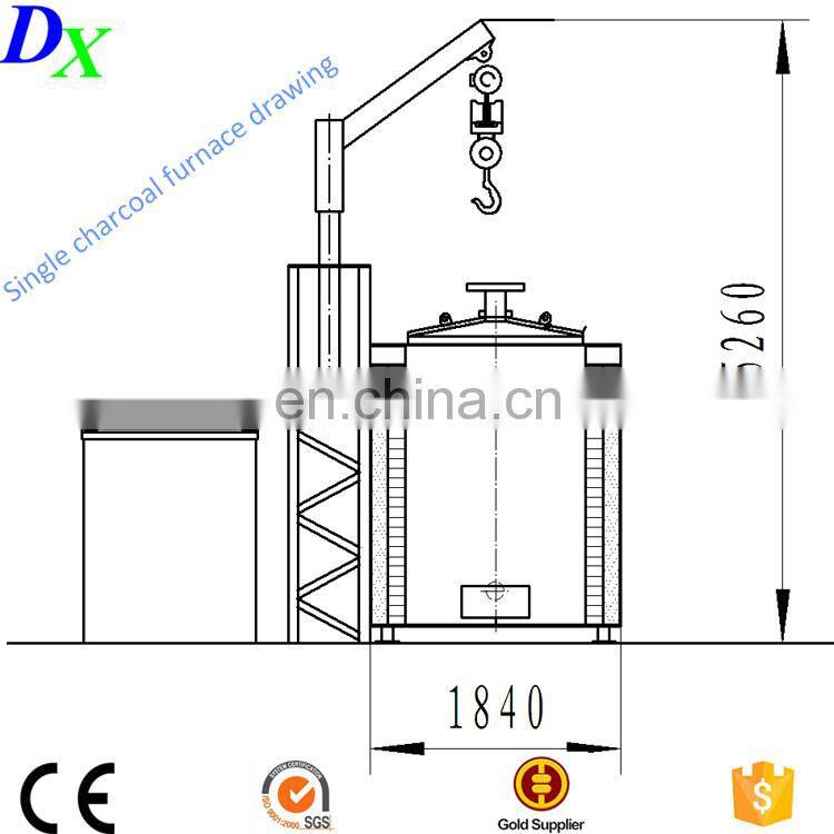 THL-1 Hoist jute stick coconut shell wood charcoal maker design machine