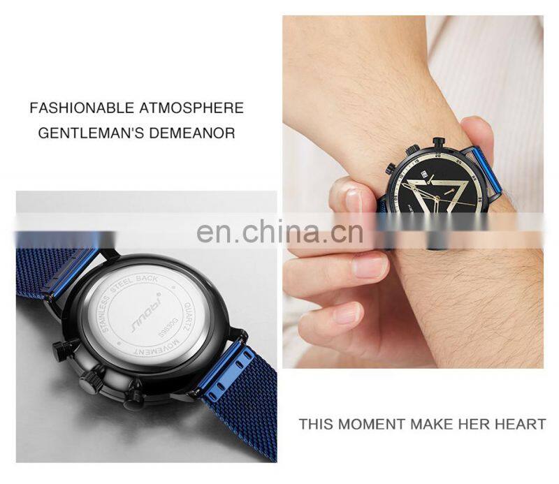 SINOBI Masculinity Multi-funtion Wristwatch Iron Triangle Dial Design Quartz Watch Wristwatches men watch luxury S9830G-D