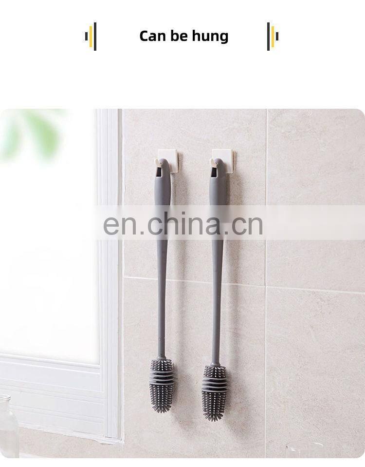 Silicone Cup Brush Cup Scrubber Glass Cleaner Kitchen Cleaning Tool Long Handle Drink Wineglass Bottle Glass Cup Cleaning Brush