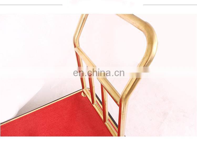 High Quality Titanium Gold Plated Hotel Luggage Cart Bellman Cart Trolley service
