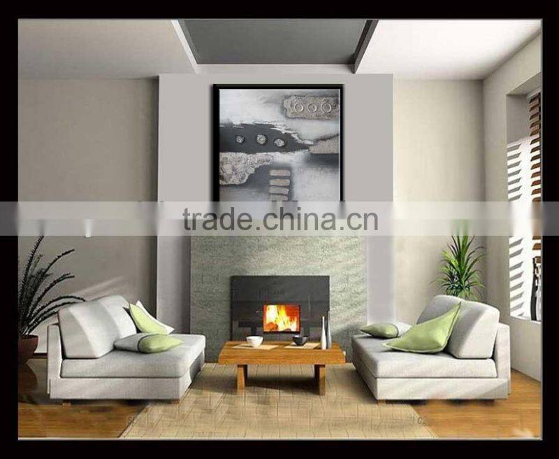 modern artwork abstract oil painting black and white colour for hotel decor