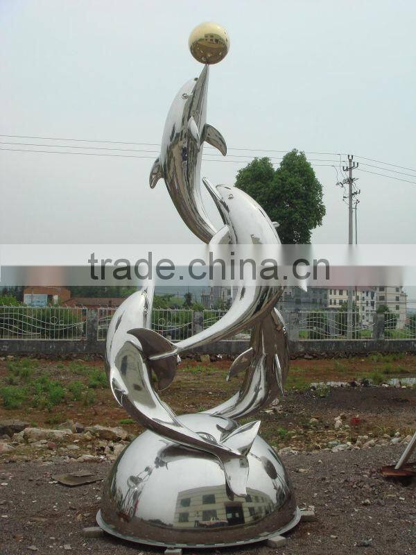 stainless steel Dolphins fountain sculpture