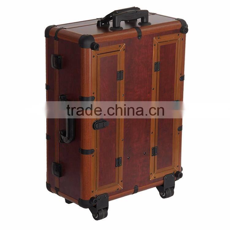 Special discount salon makeup station rolling trolley makeup case aluminum cosmetic case with light