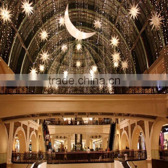 Hanging Ramadan Star and Moon with Light Decoration for Shopping Mall