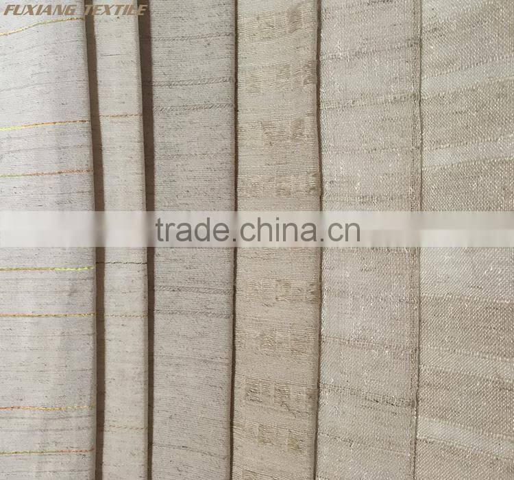 100% Polyester faxu linen stripe window curtain fabric