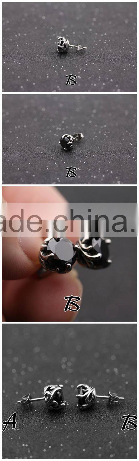 black stainless steel 2 gram gold beautiful designed earrings