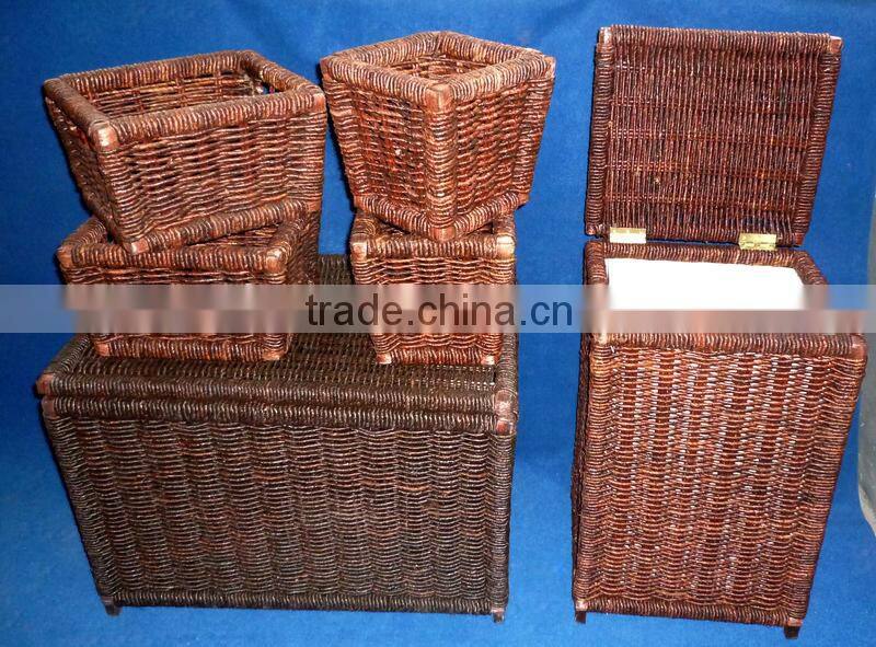Maize storage basket with cut out handles except wastebasket,set of 6,handicraft,large storage box