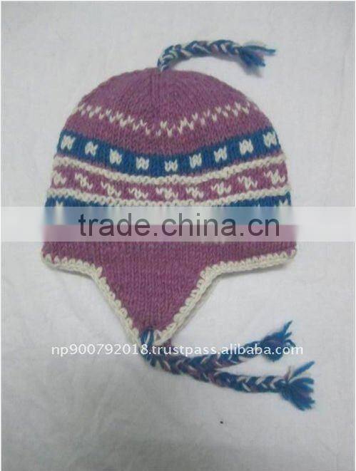 Hand Knitted Woolen Flower Hat