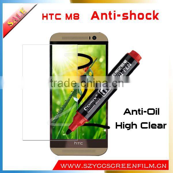 Sensitive touch anti explosion anti shock mobile clear screen protector for HTC One M8